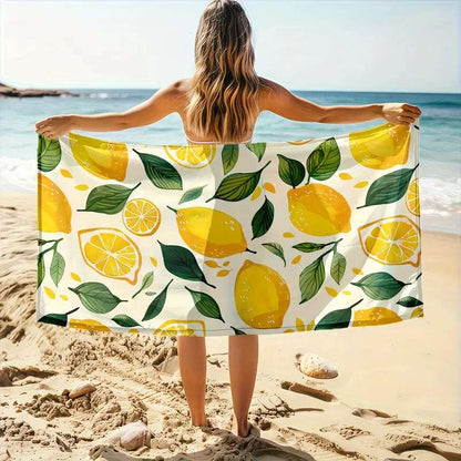 Lemons Beach Towel Large 150cm X 75cm for Beach Holiday Gym Picnic Big Bath Towel Blanket Quick-Dry Microfiber Absorbent Towel FoneFunShop