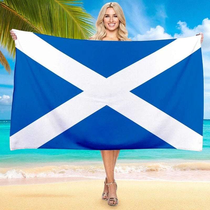 Scottish Flag Beach Towel Large 130cm X 80cm for Beach Holiday Gym Picnic Big Bath Towel Blanket Quick-Dry Microfiber Absorbent Towel FoneFunShop
