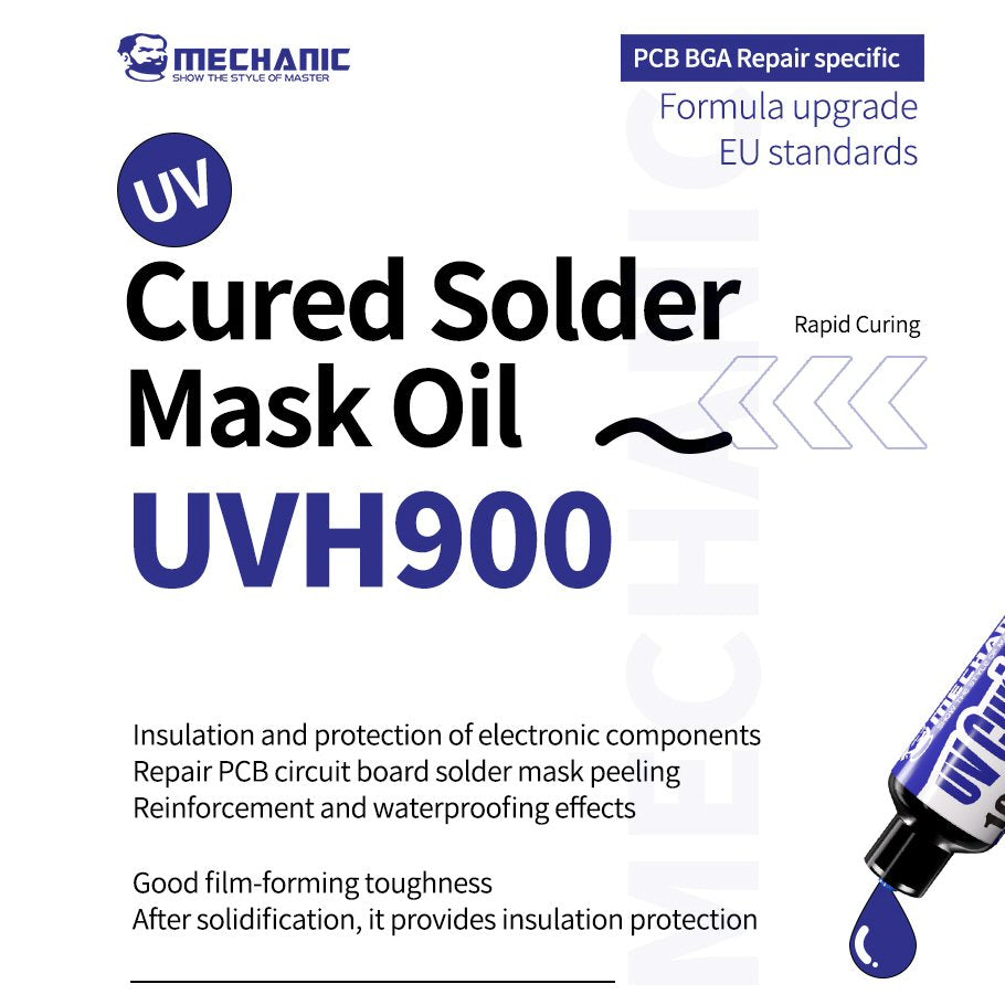 Mechanic 10ML GY UVH900 Blue UV Curable Solder Mask Paint For PCB Jumper Wire