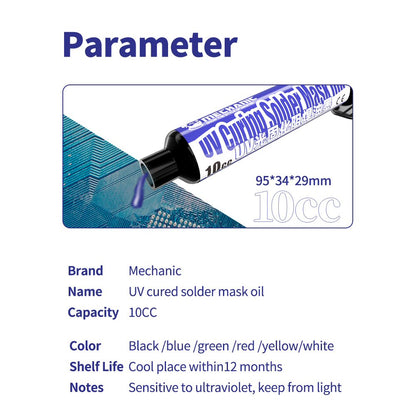 Mechanic 10ML GY UVH900 Blue UV Curable Solder Mask Paint For PCB Jumper Wire