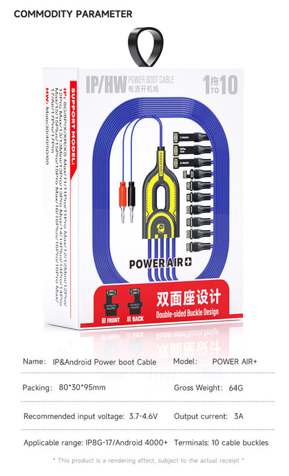 DC Power Boot Cable System for iP8 - 17PM - Mechanic Power Air - Power Phone via Bench Supply Phone Repair Tools FoneFunShop