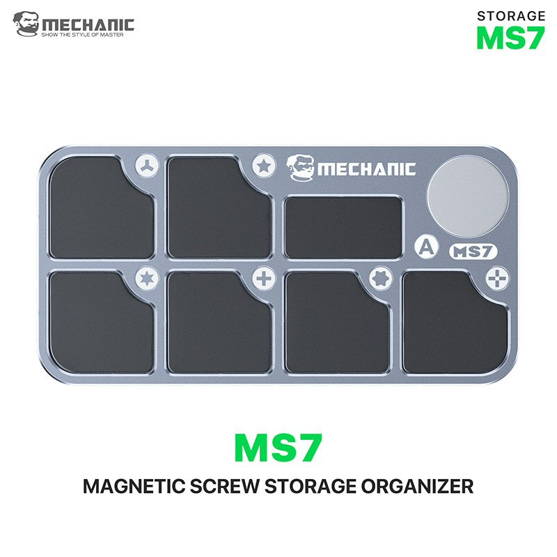 Mechanic MS7 Magnetic Aluminum Storage Screw Mat with 7 Compartment Magnetic Screw FoneFunShop
