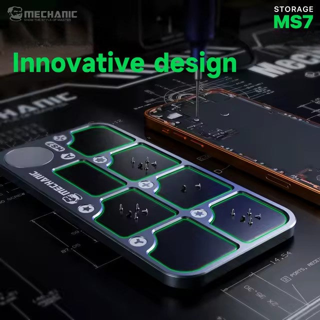 Mechanic MS7 Magnetic Aluminum Storage Screw Mat with 7 Compartment Magnetic Screw FoneFunShop