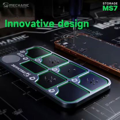 Mechanic MS7 Magnetic Aluminum Storage Screw Mat with 7 Compartment Magnetic Screw FoneFunShop