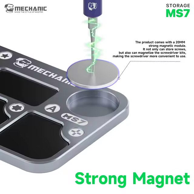 Mechanic MS7 Magnetic Aluminum Storage Screw Mat with 7 Compartment Magnetic Screw FoneFunShop