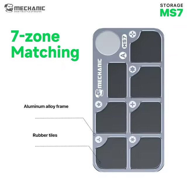 Mechanic MS7 Magnetic Aluminum Storage Screw Mat with 7 Compartment Magnetic Screw FoneFunShop