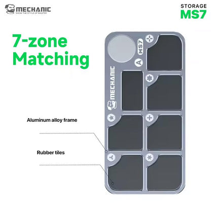 Mechanic MS7 Magnetic Aluminum Storage Screw Mat with 7 Compartment Magnetic Screw FoneFunShop