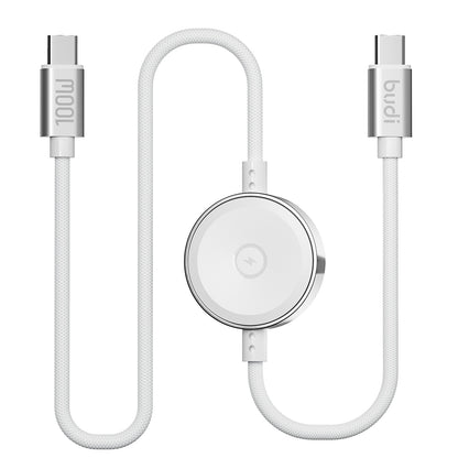 Budi 1.5M USB-C Cable 100W with Magnetic Smart Watch Charger White Cable FoneFunShop
