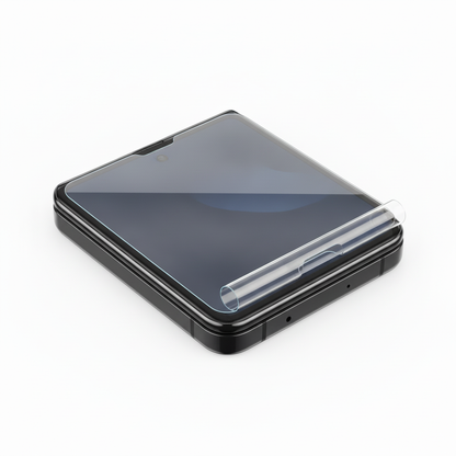 Clear hydrogel film fitted on Samsung Galaxy Z Flip 3 front cover screen