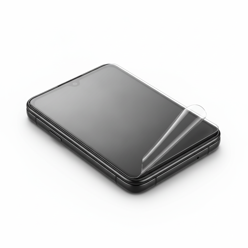 Clear hydrogel film fitted on Samsung Galaxy Z Flip 4 front cover screen