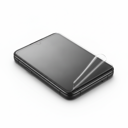 Clear hydrogel film fitted on Samsung Galaxy Z Flip 4 front cover screen