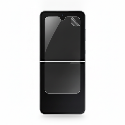 Clear hydrogel film fitted on Samsung Galaxy Z Flip 4 inner folding screen