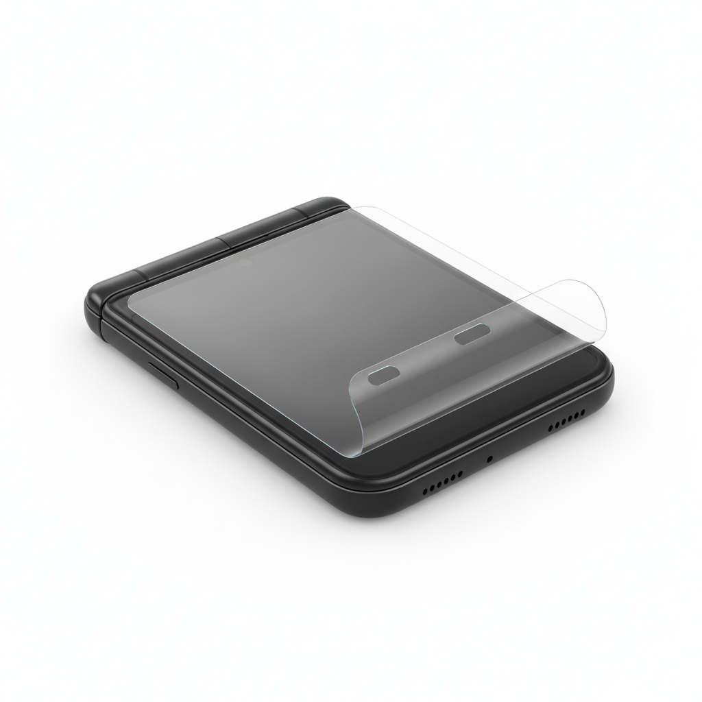 Clear hydrogel film fitted on Samsung Galaxy Z Flip 6 front cover screen