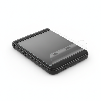 Clear hydrogel film fitted on Samsung Galaxy Z Flip 6 front cover screen