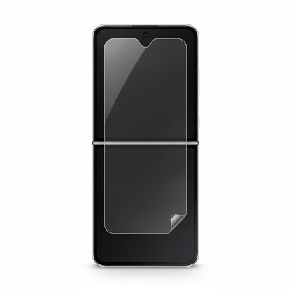 Clear hydrogel film fitted on Samsung Galaxy Z Flip 6 inner folding screen