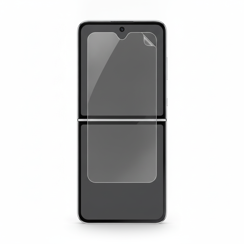 Clear hydrogel film fitted on Samsung Galaxy Z Flip 8 inner folding screen