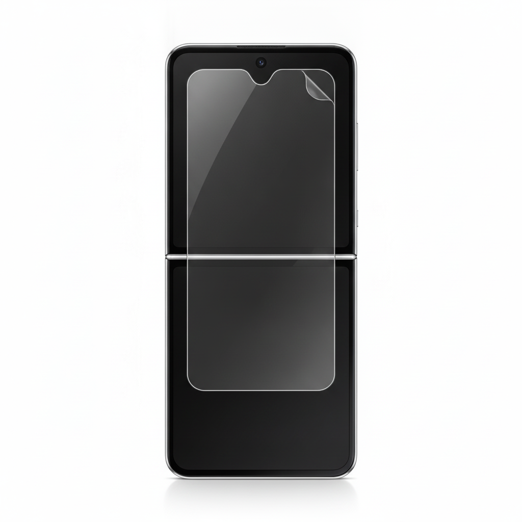 Clear hydrogel film fitted on Samsung Galaxy Z Flip inner folding screen