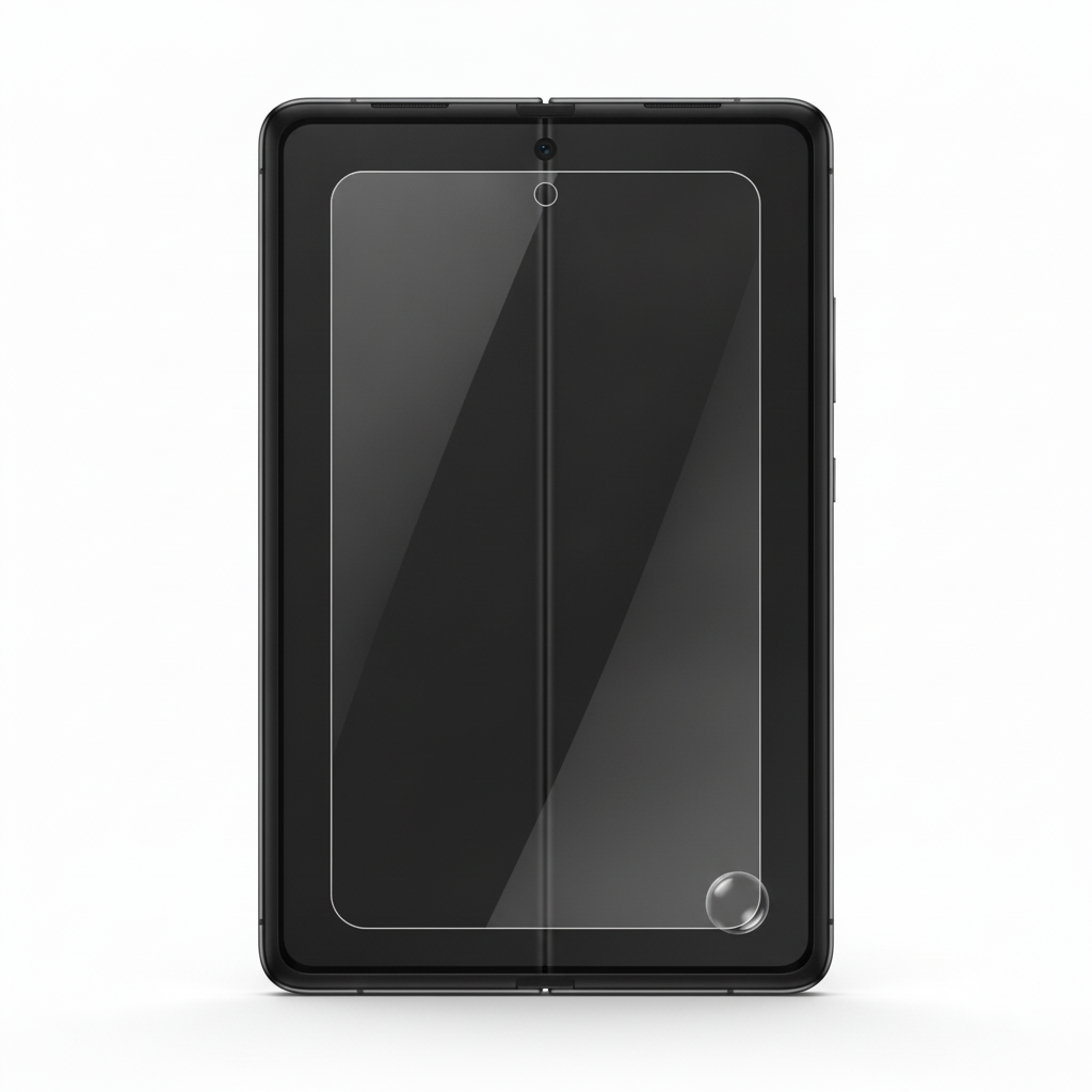 Clear hydrogel film fitted on Samsung Galaxy Z Fold 2 inner folding screen