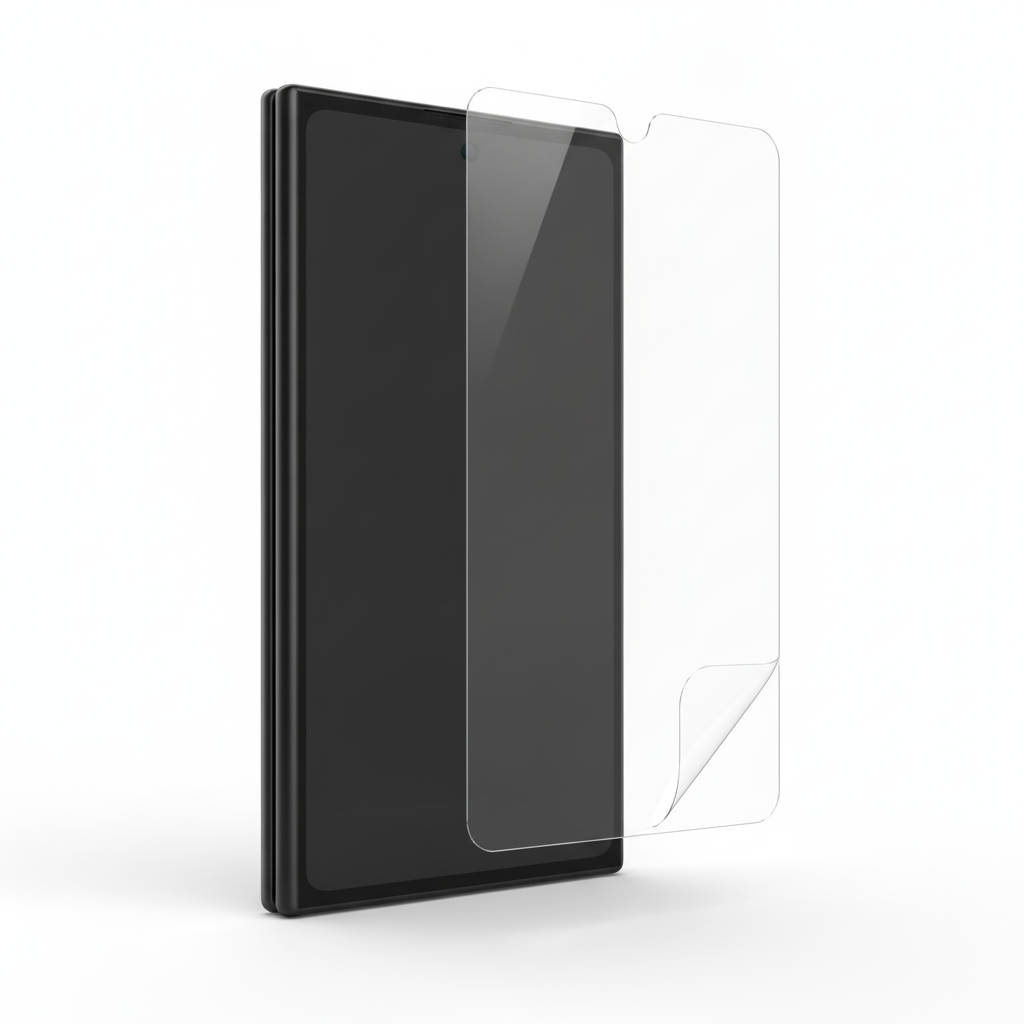Clear hydrogel film fitted on Samsung Galaxy Z Fold 4 front cover screen