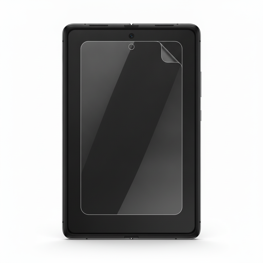 Clear hydrogel film fitted on Samsung Galaxy Z Fold 4 inner folding screen