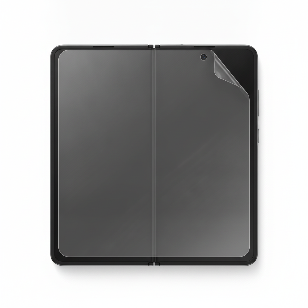 Clear hydrogel film fitted on Samsung Galaxy Z Fold 8 Ultra inner folding screen