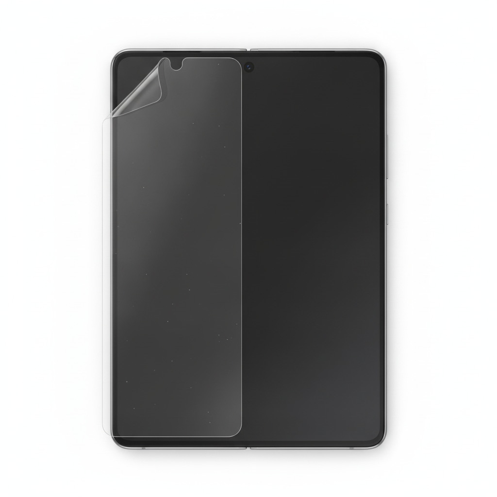 Clear hydrogel film fitted on Samsung Galaxy Z Fold 8 inner folding screen