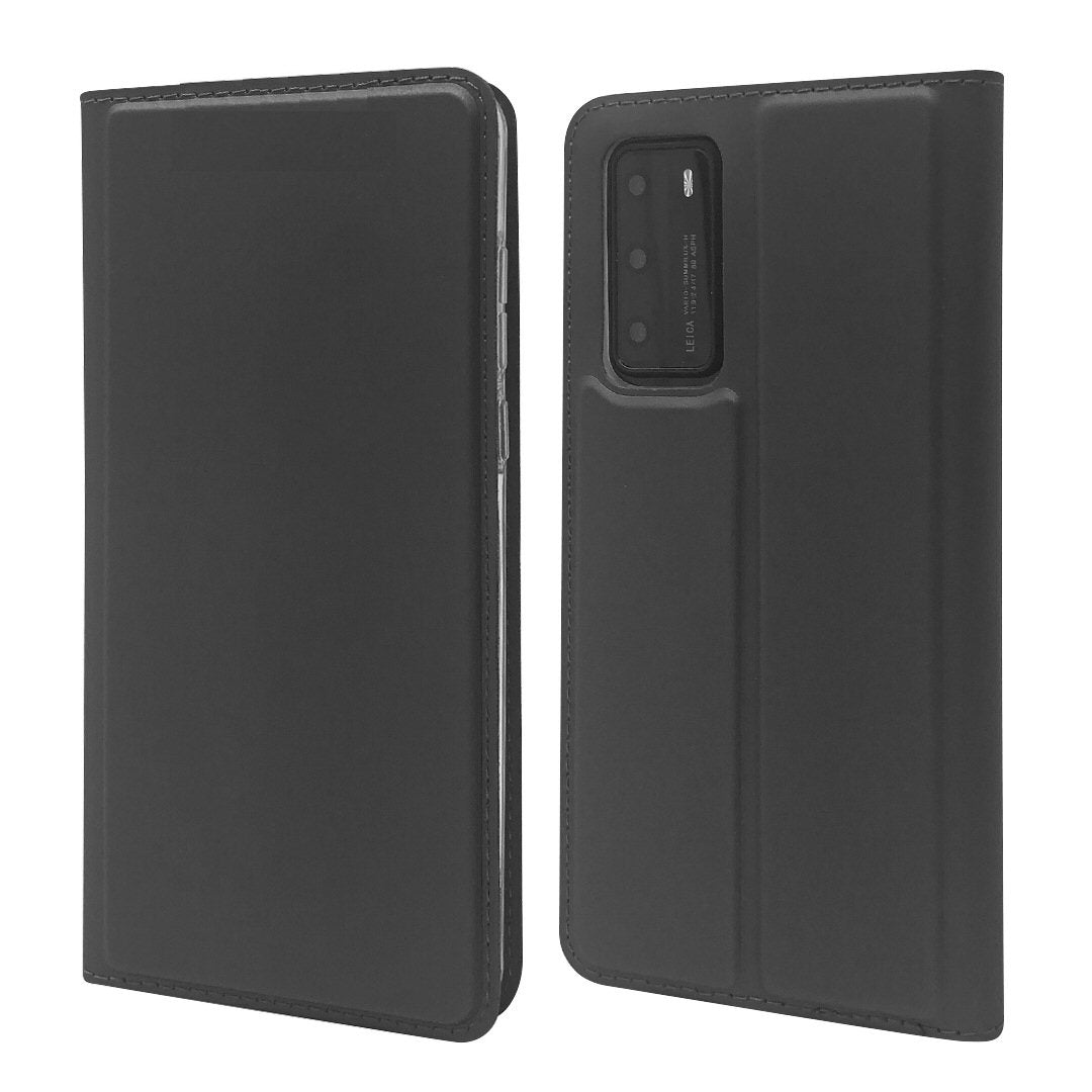 Case For Huawei P40 Pro Anthracite Black Slimline Low Profile PU Leather Flip Case Cover FoneFunShop