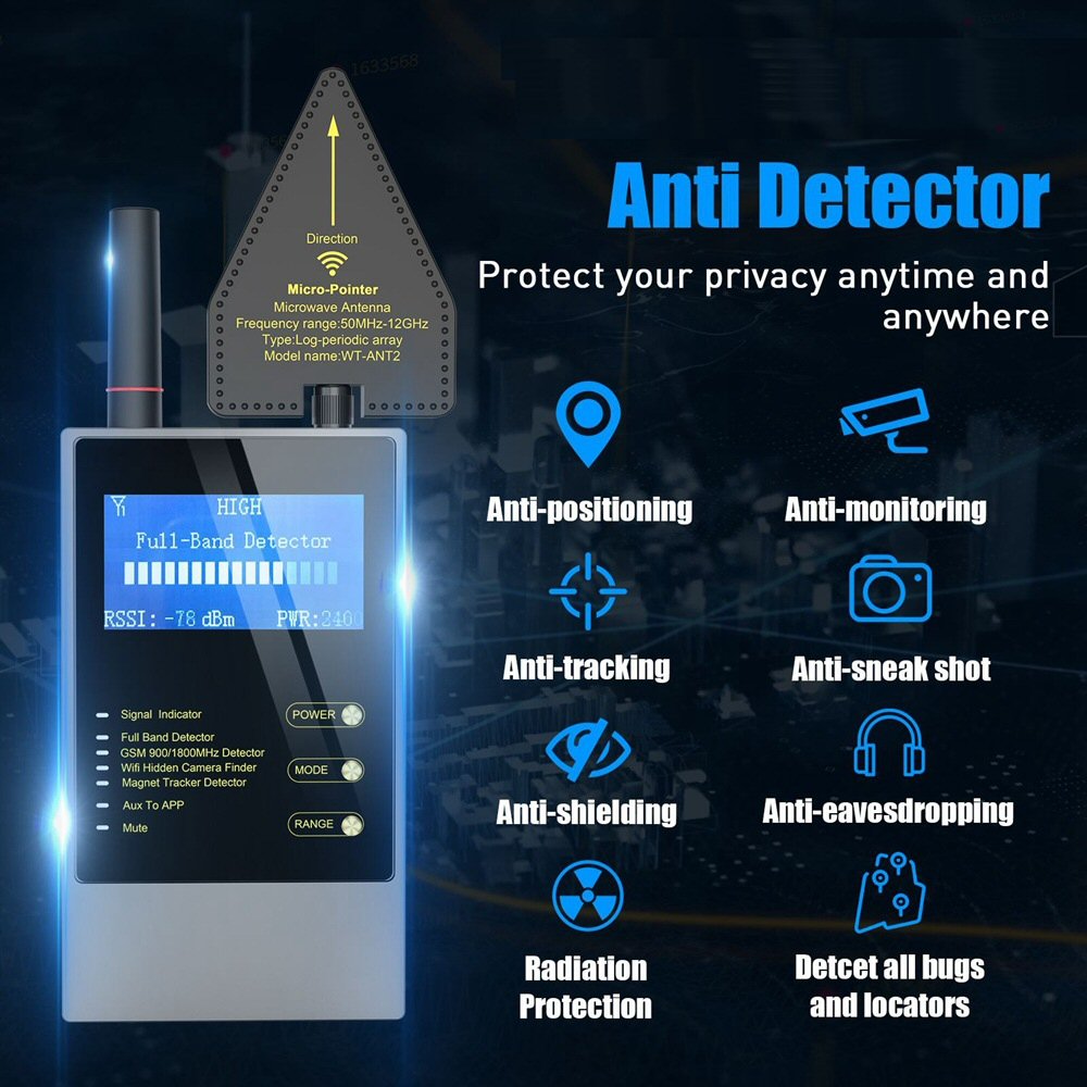 Portable Anti-Spy Detector and GPS Tracker Finder - RF Signal Scanner for Locating Hidden Cameras and Tracking Devices Security FoneFunShop