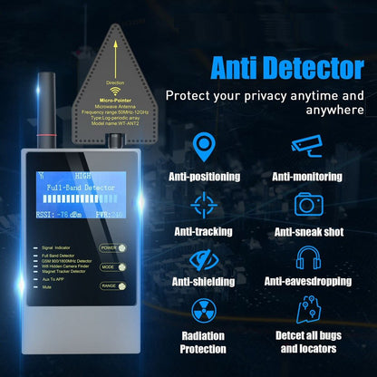 Portable Anti-Spy Detector and GPS Tracker Finder - RF Signal Scanner for Locating Hidden Cameras and Tracking Devices Security FoneFunShop