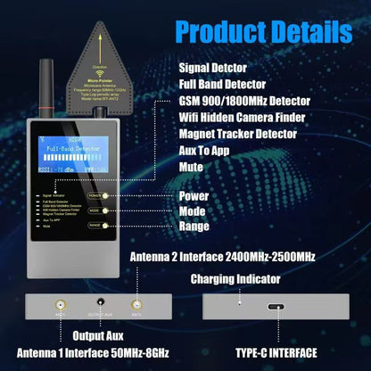 Portable Anti-Spy Detector and GPS Tracker Finder - RF Signal Scanner for Locating Hidden Cameras and Tracking Devices Security FoneFunShop