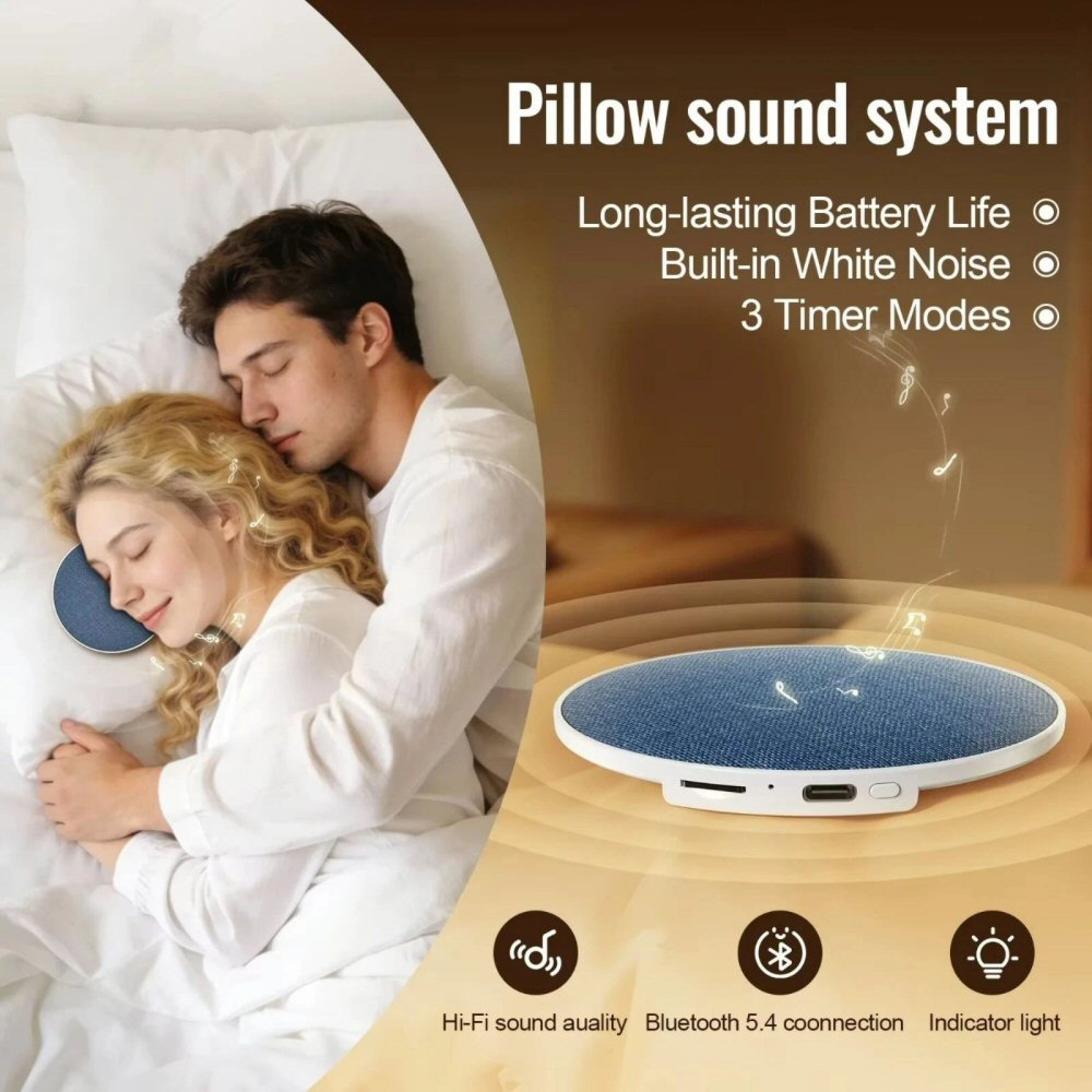 Under Pillow Speaker Ultra Thin for Sleeping Portable Bluetooth Bone Conduction Speaker FoneFunShop