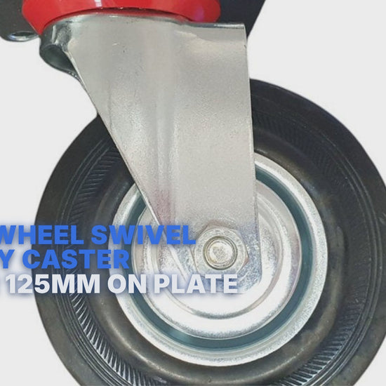 5 inch Wheel Swivel Trolley Caster Rubber 125mm On Plate Black Wheel FoneFunShop