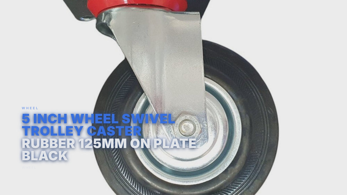 5 inch Wheel Swivel Trolley Caster Rubber 125mm On Plate Black Wheel FoneFunShop