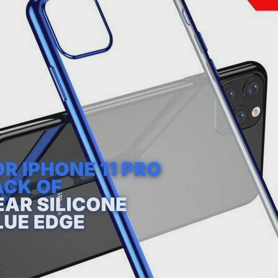 Case For iPhone 11 Pro Bulk Pack of 10 X Clear Silicone With Blue Edge Case Cover FoneFunShop