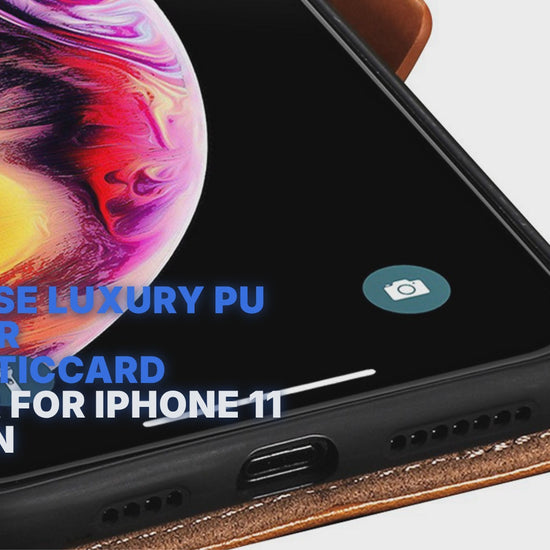 Flip Case Luxury PU Leather MagneticCard Holder For iPhone 11 Pro Tan Case Cover FoneFunShop