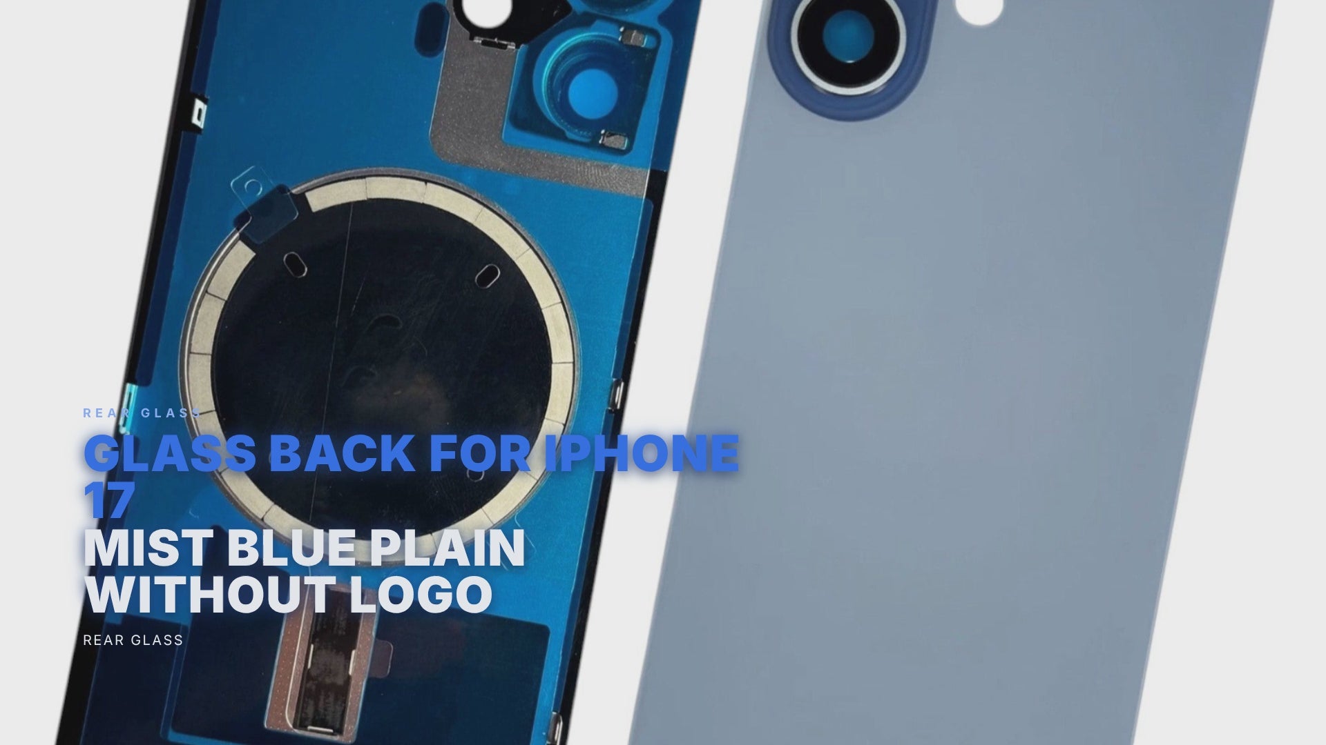 Glass Back For iPhone 17 Mist Blue Plain Without Logo Rear Glass FoneFunShop