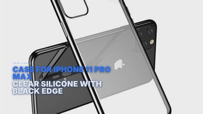 Case For iPhone 11 Pro Max Clear Silicone With Black Edge Case Cover FoneFunShop