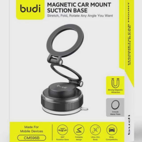 Budi Magnetic Car Phone Mount Foldable Suction Base 360 Rotation Car Mount FoneFunShop