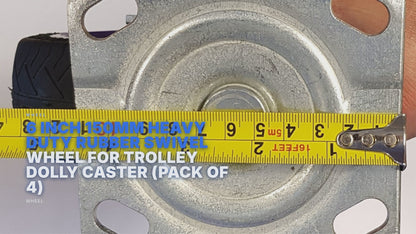 6 Inch 150mm Heavy Duty Rubber Swivel Castor Wheel For Trolley Dolly Caster (Pack of 4) Wheel FoneFunShop
