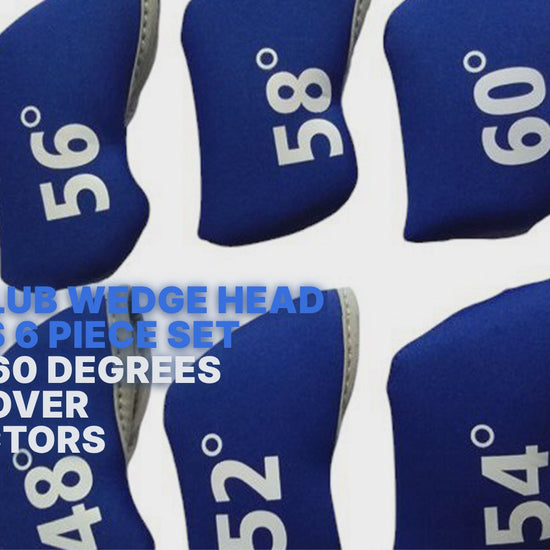 Golf Club Wedge Head Covers 6 Piece Set 48, 52, 54, 56, 58, 60 Degrees Headcover Protectors Blue with White Numbers. Golf Accessorise FoneFunShop