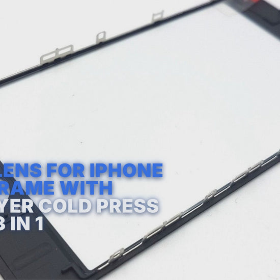 Glass Lens For iPhone 6s on Frame with OCA Layer Cold Press Black 3 in 1 Lens FoneFunShop