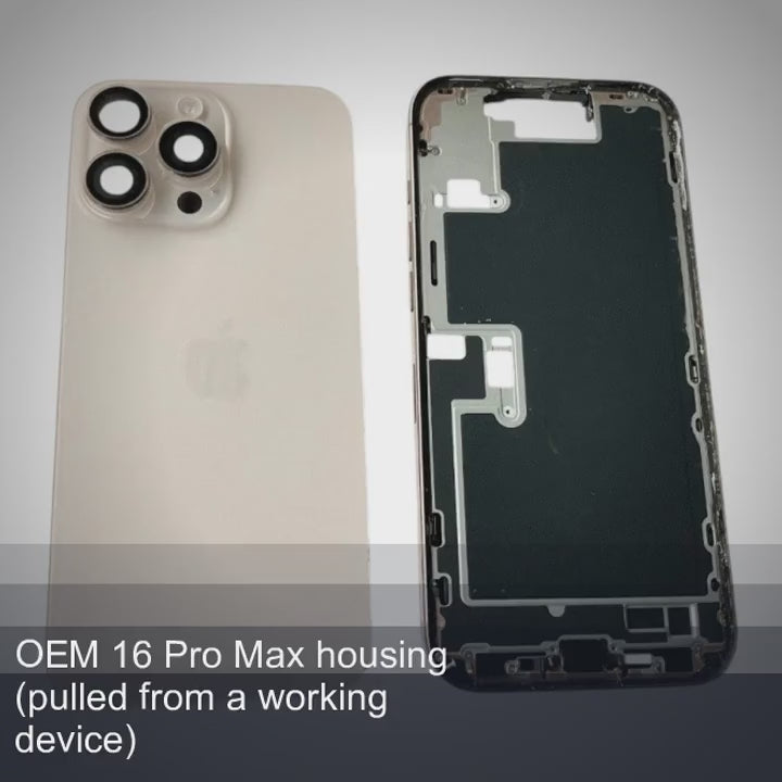 Original Genuine Housing Frame with Back Glass Gold Grade A for iPhone 16 Pro Max (Used OEM) Housing FoneFunShop