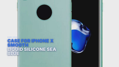 Case For iPhone X Smooth Liquid Silicone Sea Blue Case Cover FoneFunShop