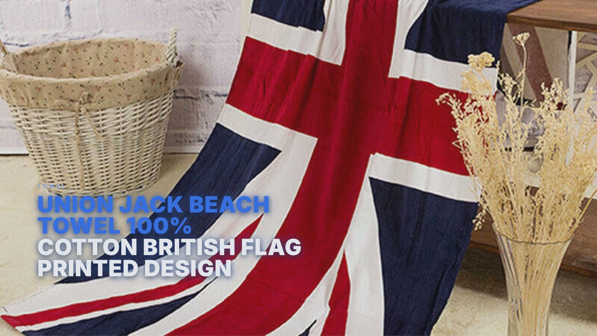 Union Jack Beach Towel 100% Cotton British Flag Printed Design Towel FoneFunShop