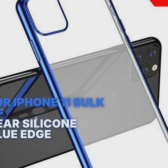 Case For iPhone 11 Bulk Pack of 10 X Clear Silicone With Blue Edge Case Cover FoneFunShop