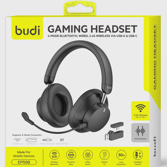 Budi Wireless Gaming Headset 2.4G Bluetooth Wired 40mm Drivers 33H Headset FoneFunShop