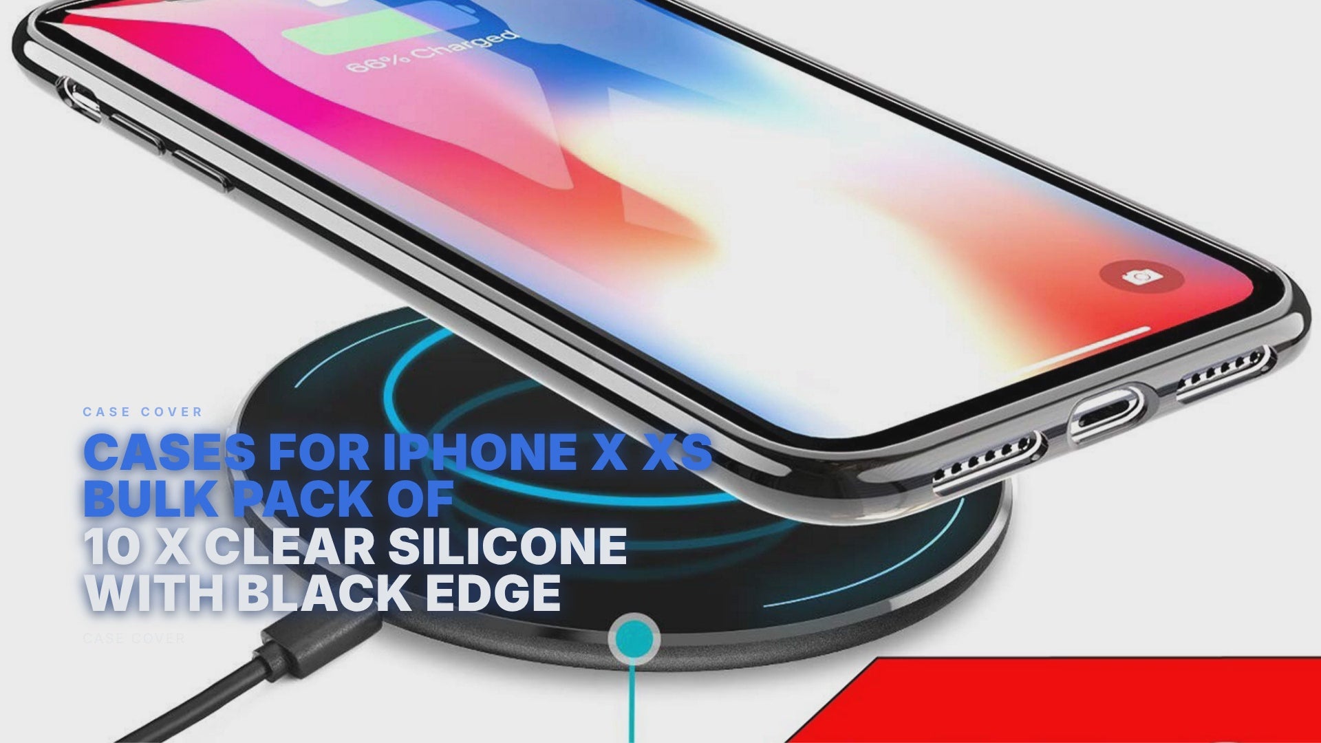 Cases For iPhone X Xs Bulk Pack of 10 X Clear Silicone With Black Edge Case Cover FoneFunShop