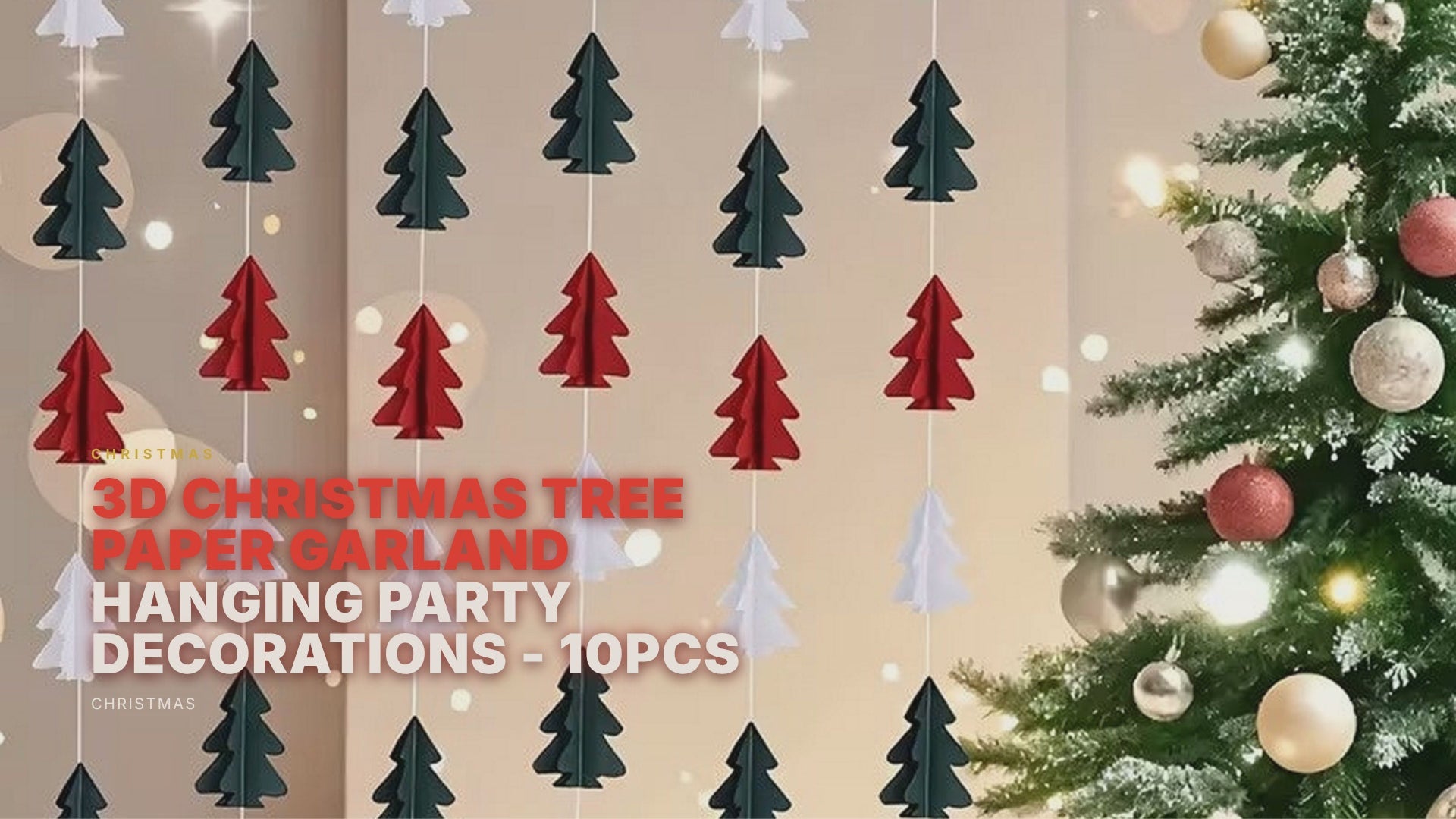 3D Christmas Tree Paper Garland Multi-Colour Hanging Party Decorations - 10PCS Christmas FoneFunShop