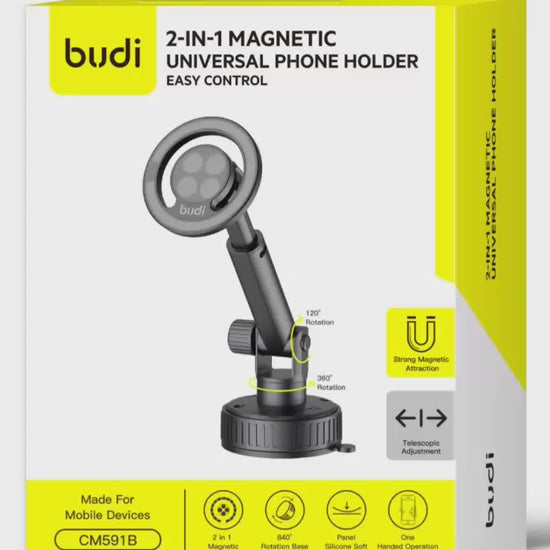 Budi 2 in 1 Magnetic Universal Telescopic Car Phone Holder Budi FoneFunShop