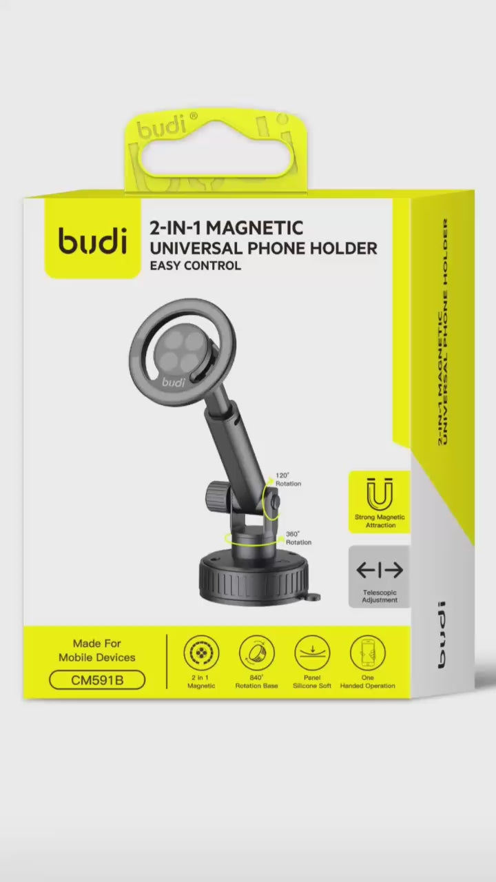 Budi 2 in 1 Magnetic Universal Telescopic Car Phone Holder Budi FoneFunShop